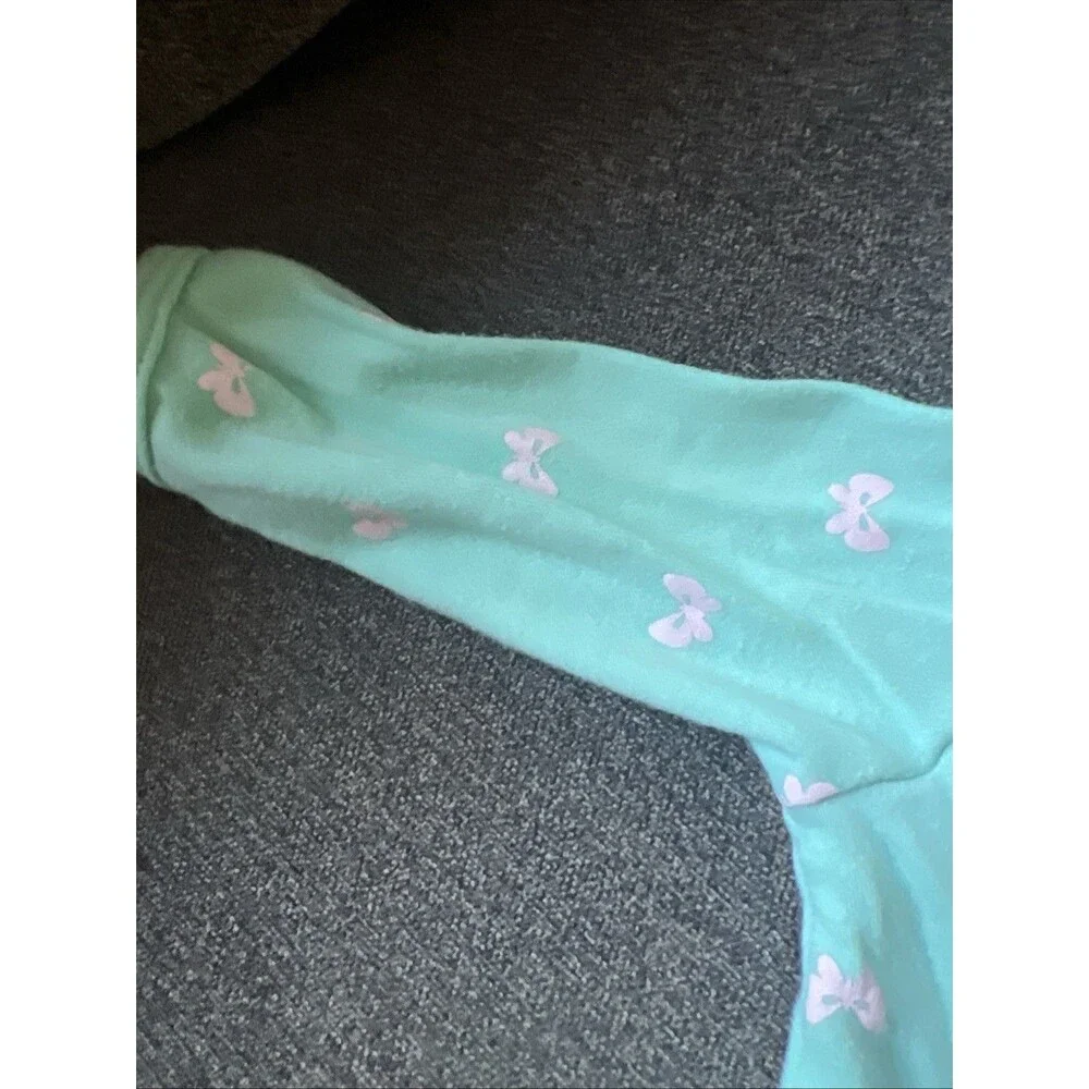 Onesies Girl Mint Green‎ Sleeper W/bow Design White 3Months
